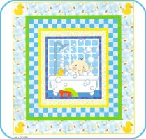 Salina Yoon Kids! Blue Bath Time Quilt Panel Kit