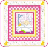 Salina Yoon Kids! Pink Bath Time Quilt Panel Kit