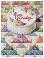 Rebecca Barker's Quiltscapes Note Card - Birthday Cake