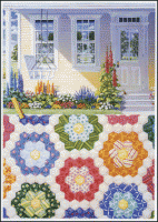 Rebecca Barker's Quiltscapes Note Card - Grand Mother's Flower Garden