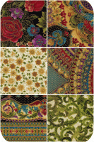 Florentine 3 Fat Quarter Bundle - 6 Fat Quarters - Jewel Colorstory