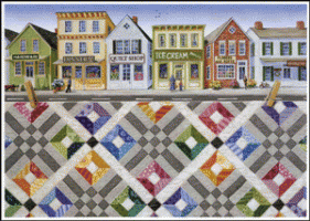 Rebecca Barker's Quiltscapes Note Card - Main Street
