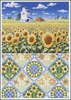 Rebecca Barker's Quiltscapes Note Card - Sunflowers