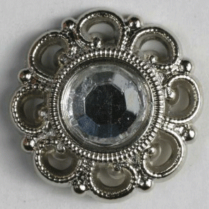 Rhinestone Button Silver - 15 mm