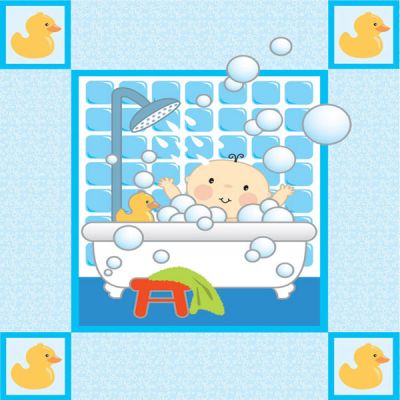 7242 02 Salina Yoon Kids! Baby Bath Blue Panel