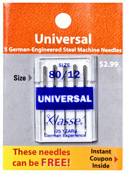 Klasse Sewing Machine Needles - Universal Size 80/12