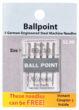 Klasse Sewing Machine Needles - Ballpoint Size 80/12