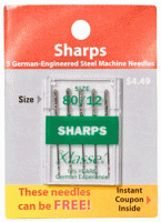 Klasse Sewing Machine Needles - Sharps Size 80/12