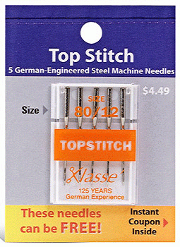 Klasse Sewing Machine Needles - Top Stitch Size 80/12