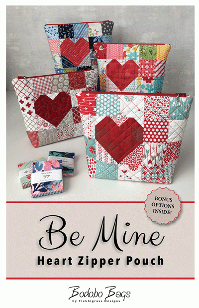 Be Mine Heart Zipper Pouch - bag pattern