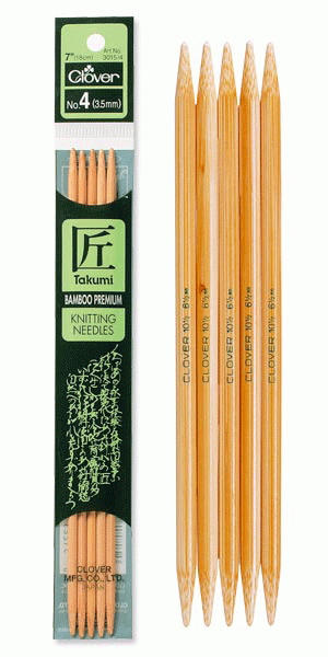 Clover Takumi Bamboo Premium Double Point Knitting Needles - 7 inch length