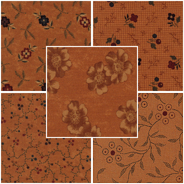 Sandhill Plums Mini Fat Quarter Bundle - Gold Colorway - 5 Fat Quarters