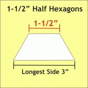 1 1/2" Half Hexagons - 50 Pc. - Paper Pieces