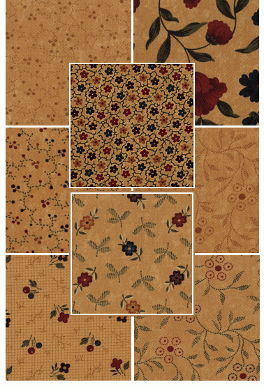 Sandhill Plums Mini Fat Quarter Bundle - Tan Colorway - 8 Fat Quarters