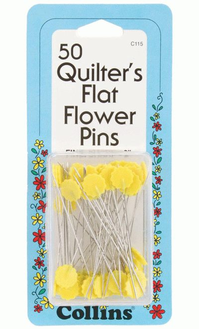Quilter's Flat Flower Pins - 50 count