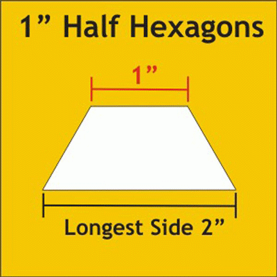 1" Half Hexagons - 75 Pc. - Paper Pieces