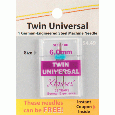 Klasse Sewing Machine Needles - Twin Universal Size 100 - 6.0mm